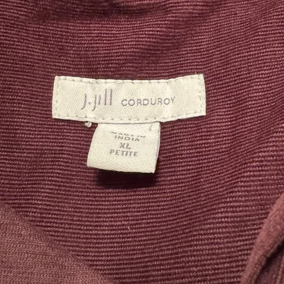 J. Jill | Petite Plum Corduroy Long Sleeve Shirtdress with Pockets - Picture 6 of 8